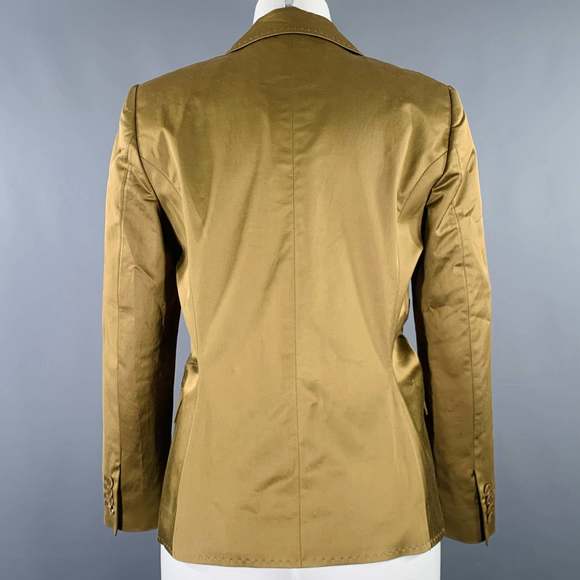 ETRO Olive Cotton Blend Ruched Single Breasted Jacket Blazer - Picture 3 of 7